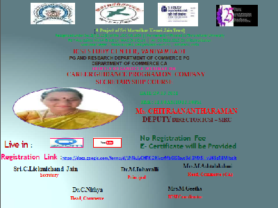 Commerce and  Commerce CA & ICSI Study Center (Vaniyambadi) - Career Guidance  Programme on ICSI,29.3.2021