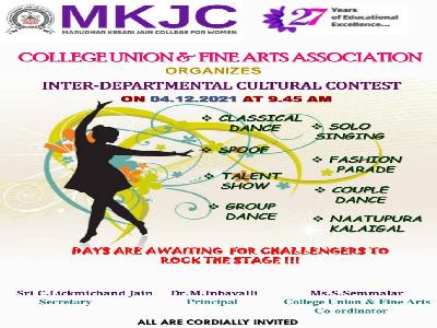 College Union & Fine Arts Association - Inter Departmental Cultural Contest - on stage events on 04.12.2021.