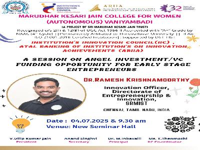 IIC,ARIIA - A Session on Angel Investment / VC Funding Opportunity  for early stage Entrepreneurs