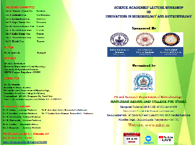 Biotechnology - Two Days  Science Academies  Virtual Lecture Workshop on Innovations in Microbiology and Biotechnology on 9.12.2021
