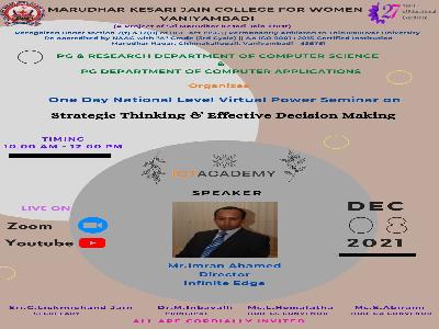 Computer Science &  Computer Applications - National Level Webinar on 
