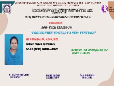 Department of Commerce - SOB - TALK SERIES-14 Procedures to Start a New Venture on 09.08.2024
