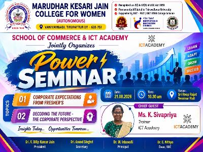 School of Commerce & ICT Academy - Power Seminar on Corporate Expectations from Freshers and Decoding The Future -The Corporate Perpespective on 21.08.2026
