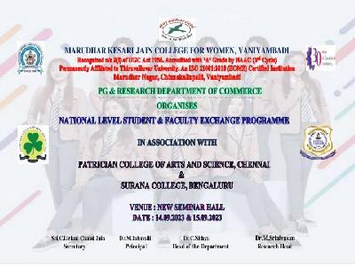 Commerce - National Level Student & Faculty Exchange Programme in Association with Patrician College of Arts and Science,Chennai & Surana College, Bengaluru - 14.09.2023
