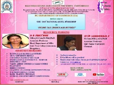 Commerce(CA) -National Level Workshop on Income Tax ( Basics and Beyond) -13-09-2021