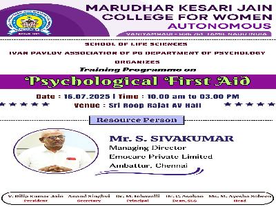 Department of Psychology - Training Programme on 