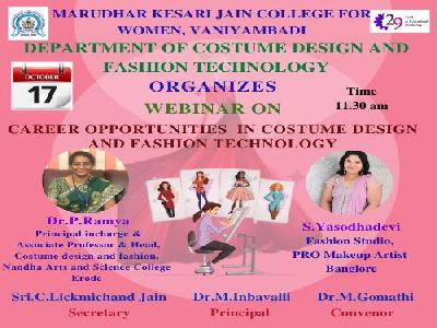 Department of Costume Design and Fashion Technology - Webinar on Career Opportunities in Costume Design and Fashion Technology - 17.10.2022