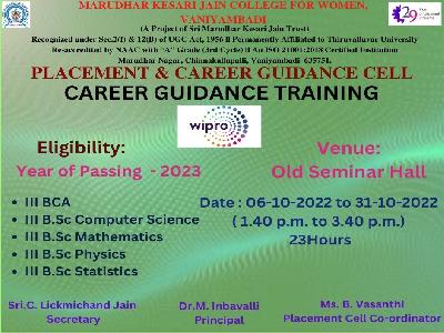 Placement & Career Guidance Cell - Career Guidance Training for Wipro Registered Students on 06-10-2022 