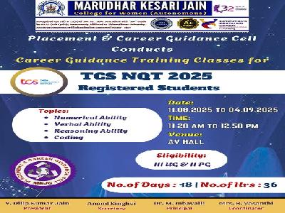Placement & Career Guidance Cell - Career Guidance Training Classes for TCS NQT 2025 Registered Students - 11-08-2025