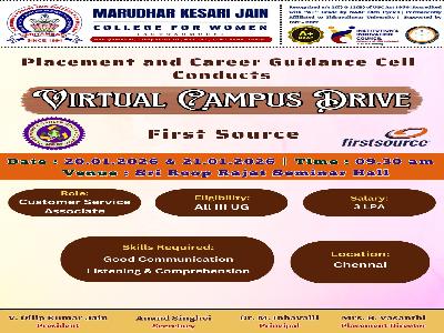 Placement and Career Guidance Cell - Virtual Campus Drive with First Source for our final-year UG students.