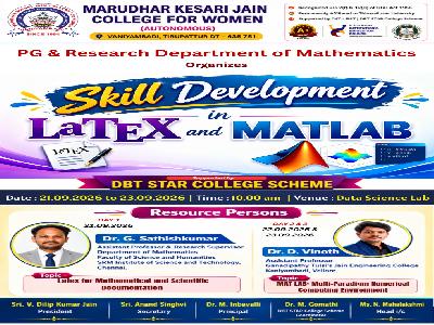 Department of Mathematics -Three Days Skill Development on LaTeX and MATLAB under the DBT–STAR College Scheme - 21.09.2026