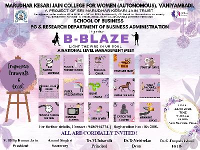  Department of Business Administration - B- BLAZE LIGHT THE FIRE IN UR SOUL A National Level Management Meet on 22.08.2024