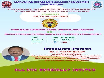 Computer Science & Appliations - AICTE Sponsored Two Days  National Level Virtual Conference on 