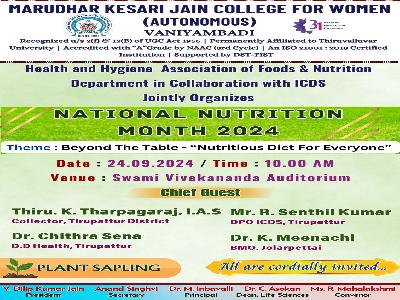 Department of Foods and Nutrition -  National Nutrition Month Celebration on Beyond The Table Nutritious Diet for Everyone - 23.09.2024