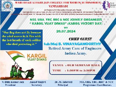 National Service Scheme ,  Youth Red Cross,  Red Ribbon club, UBA & National Cadet Corps - Kargil Vijay Diwas (Kargil Victory Day) - 26.07.2024   