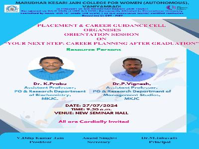 Placement & Career Guidance Cell - Orientation Session on Your Next Step: Career Planning After Graduation - 27.07.2024